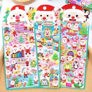 3D Puffy Christmas Stickers Set – Reusable Holiday Craft Stickers for Kids