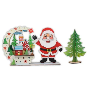 Santa Christmas DIY kit for kids with paint, LED light, and decorations