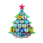 DIY Christmas tree craft kit for kids with reusable wooden tree and 3D ornaments