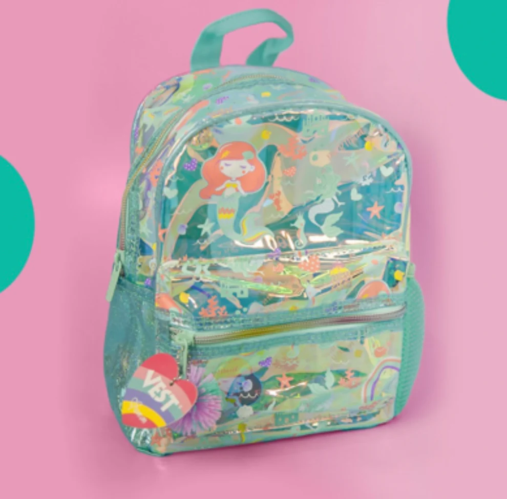 Sparkling Toddler Backpack Mini Holographic Bag for Kids Mermaid