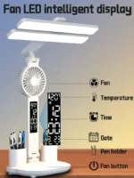 Stylist Desk Lamp - Fan + Clock (6)