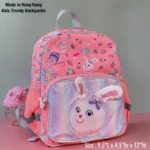 12 Inch Kids Luxury Backpack Holographic Cartoon Themed Mini School Bag with Front Pocket Cute Durable for Preschoolers Rabbit