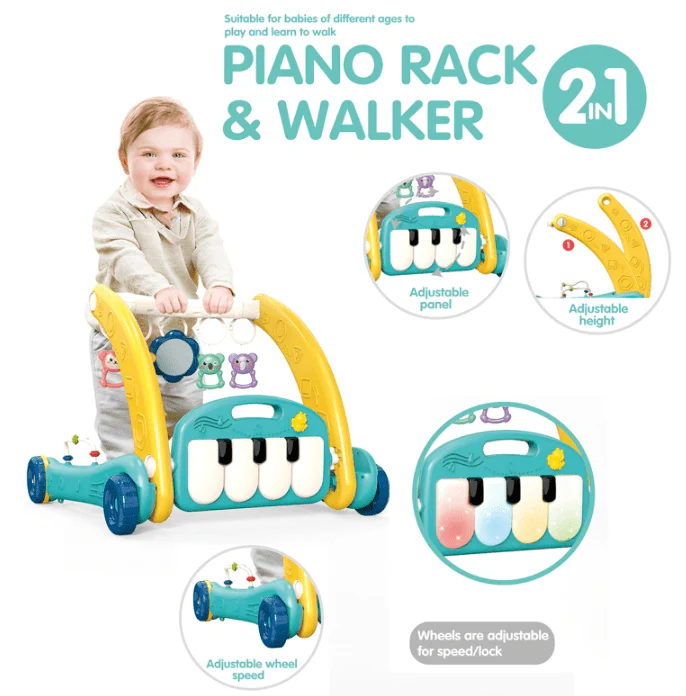 2 In 1 Baby Walker & Piano Rack - Baby Gym Play Mat - 2