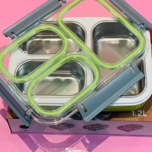 3 Grid Spill Proof Lunchbox for Adults-Teenegers-Green