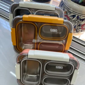 GIBO - 3 Grid-100% Spill Free-Stainless Steel Lunchbox-1