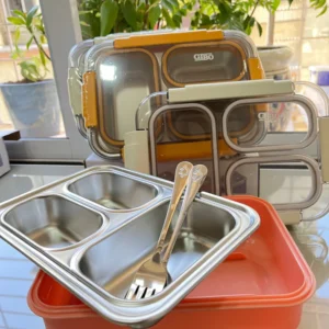 GIBO - 3 Grid-100% Spill Free-Stainless Steel Lunchbox-2
