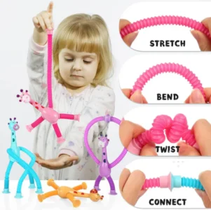 Girraffe Telescopic Suction Cup Toys - LED Light - Pop Tubes-7
