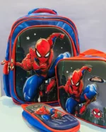 Kids School Comb Backpack 16 inches with Pencil Case and Lunch Box Cute Lightweight Toddler Preschool Elementary Bag Spiderman