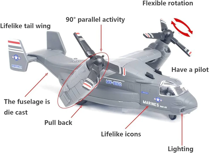 Military Airplane - Metal MV-22 Osprey Transport-4
