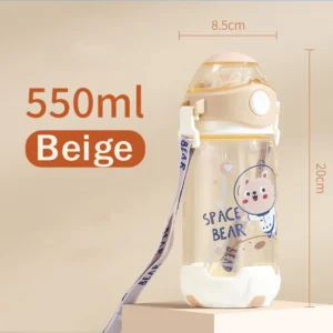 Premium Rocket Shaped Transparent Sippers with Locking System - Beige Bear