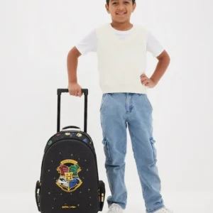 Smiggle 18 Inch Trolley Backpack Premium Wheeled Bag for Boys Girls Harry Potter Black with Boy