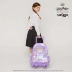 Smiggle 18 Inch Trolley Backpack Premium Wheeled Bag for Boys Girls Harry Potter Purple with Girl