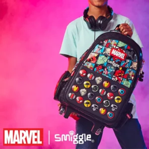 Smiggle 18 Inch Trolley Backpack Premium Wheeled Bag for Boys Girls Marvel side