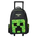Smiggle 18 Inch Trolley Backpack Premium Wheeled Bag for Boys Girls Minecraft white bg