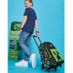 Smiggle 18 Inch Trolley Backpack Premium Wheeled Bag for Boys Girls Minecraft with Bg