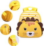 Zoo Animal Plush Backpack Soft Cute Explorer Bag for Toddlers Kindergarten Kids Lion All View