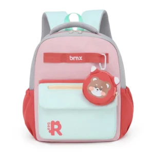 Premium Bear Design Kids Backpack with Coin Pouch Cute Practical for Preschool Pink Color