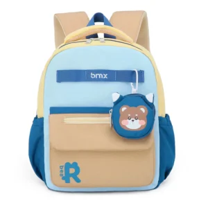 Premium Bear Design Kids Backpack with Coin PouchCute Practical for Preschool Blue Color