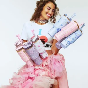 Stanley-x-LoveShackFancy-Tumbler-40oz-Quencher-H20-girl-with-bottle