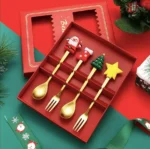 Stainless Steel Christmas Cutlery Set red bg