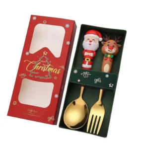 Stainless Steel Christmas Cutlery Set white bg