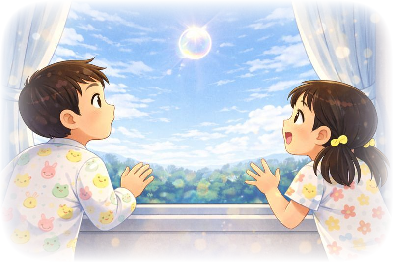 The Morning Mystery of Flying Bubbles for Kids one bubble