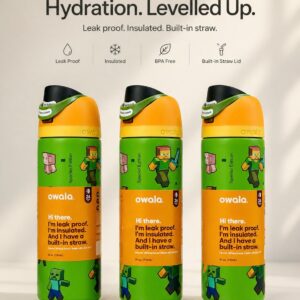 Owala Minecraft Bottle 710ml special edition leakproof insulated BPA free with built-in straw lid