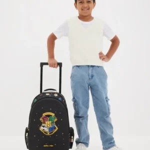 Smiggle 18 Inch Trolley Backpack Premium Wheeled Bag for Boys Girls Harry Potter Black with Boy