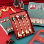 Stainless Steel Christmas Cutlery Set front
